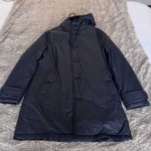 Men's Drawstring Collar Button Front
Trench Coat - Medium